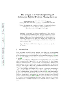 The Danger of Reverse-Engineering of Automated Judicial Decision-Making
  Systems