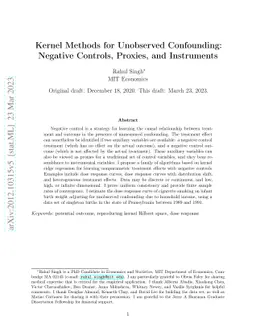 Kernel Methods for Unobserved Confounding: Negative Controls, Proxies,
  and Instruments