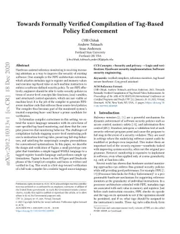 Towards Formally Verified Compilation of Tag-Based Policy Enforcement