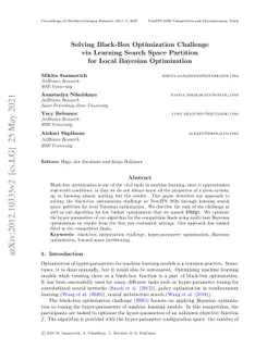 Solving Black-Box Optimization Challenge via Learning Search Space
  Partition for Local Bayesian Optimization