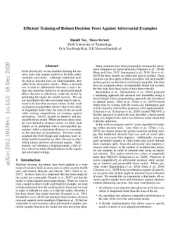 Efficient Training of Robust Decision Trees Against Adversarial Examples