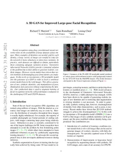 A 3D GAN for Improved Large-pose Facial Recognition
