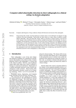 Computer-aided abnormality detection in chest radiographs in a clinical
  setting via domain-adaptation