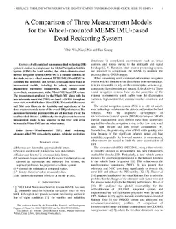 A Comparison of Three Measurement Models for the Wheel-mounted MEMS
  IMU-based Dead Reckoning System