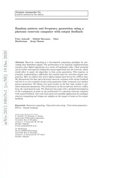 Random pattern and frequency generation using a photonic reservoir
  computer with output feedback