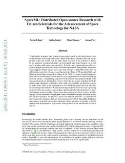 SpaceML: Distributed Open-source Research with Citizen Scientists for
  the Advancement of Space Technology for NASA