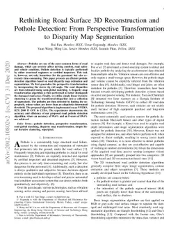 Rethinking Road Surface 3D Reconstruction and Pothole Detection: From
  Perspective Transformation to Disparity Map Segmentation