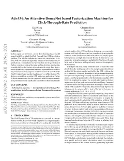 AdnFM: An Attentive DenseNet based Factorization Machine for CTR
  Prediction
