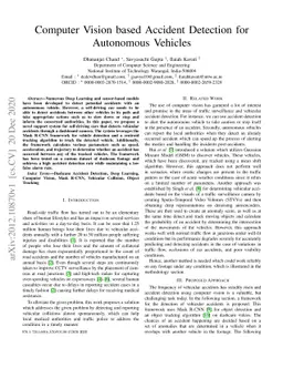 Computer Vision based Accident Detection for Autonomous Vehicles
