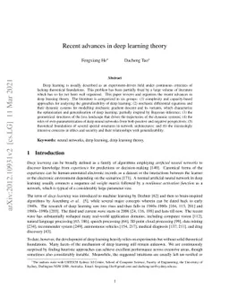 Recent advances in deep learning theory