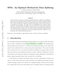SPlit: An Optimal Method for Data Splitting