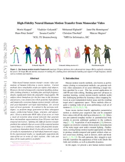 High-Fidelity Neural Human Motion Transfer from Monocular Video