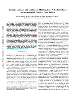 Towards Complex and Continuous Manipulation: A Gesture Based
  Anthropomorphic Robotic Hand Design