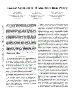 Bayesian Optimization of Area-based Road Pricing