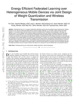 Energy Efficient Federated Learning over Heterogeneous Mobile Devices
  via Joint Design of Weight Quantization and Wireless Transmission