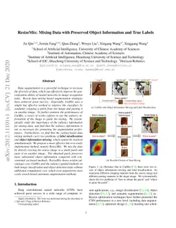 ResizeMix: Mixing Data with Preserved Object Information and True Labels