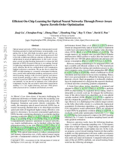 Efficient On-Chip Learning for Optical Neural Networks Through
  Power-Aware Sparse Zeroth-Order Optimization