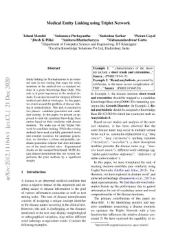 Medical Entity Linking using Triplet Network