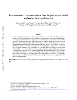 Learn molecular representations from large-scale unlabeled molecules for
  drug discovery