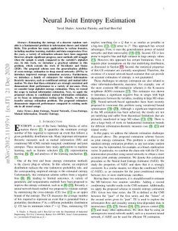 Neural Joint Entropy Estimation