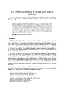 Ensemble model for pre-discharge icd10 coding prediction