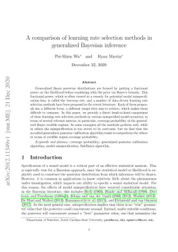 A comparison of learning rate selection methods in generalized Bayesian
  inference