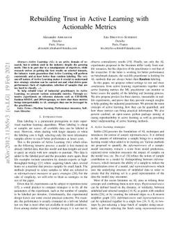 Rebuilding Trust in Active Learning with Actionable Metrics