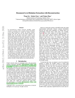 Document-Level Relation Extraction with Reconstruction