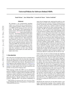 Universal Policies for Software-Defined MDPs