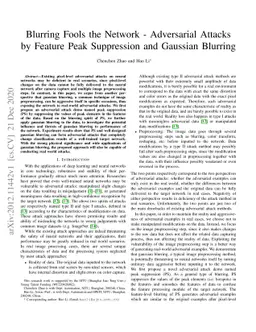 Blurring Fools the Network -- Adversarial Attacks by Feature Peak
  Suppression and Gaussian Blurring