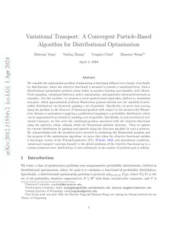 Variational Transport: A Convergent Particle-BasedAlgorithm for
  Distributional Optimization