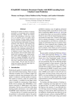 SChuBERT: Scholarly Document Chunks with BERT-encoding boost Citation
  Count Prediction