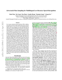 Adversarial Meta Sampling for Multilingual Low-Resource Speech
  Recognition
