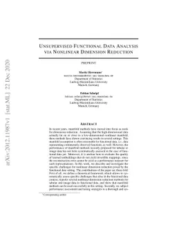 Unsupervised Functional Data Analysis via Nonlinear Dimension Reduction