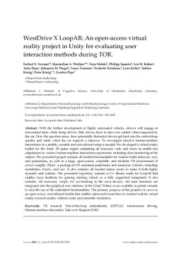 WestDrive X LoopAR: An open-access virtual reality project in Unity for
  evaluating user interaction methods during TOR