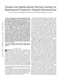 Unsupervised Spatial-spectral Network Learning for Hyperspectral
  Compressive Snapshot Reconstruction