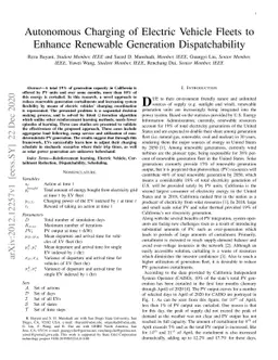 Autonomous Charging of Electric Vehicle Fleets to Enhance Renewable
  Generation Dispatchability