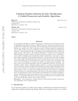 Unbiased Subdata Selection for Fair Classification: A Unified Framework
  and Scalable Algorithms