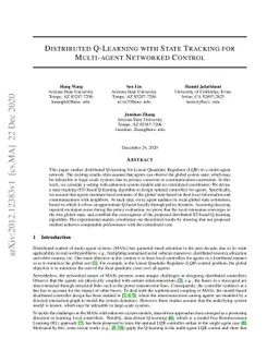 Distributed Q-Learning with State Tracking for Multi-agent Networked
  Control