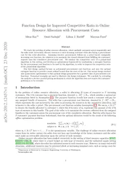 Function Design for Improved Competitive Ratio in Online Resource
  Allocation with Procurement Costs