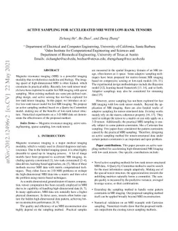 Active Sampling for Accelerated MRI with Low-Rank Tensors