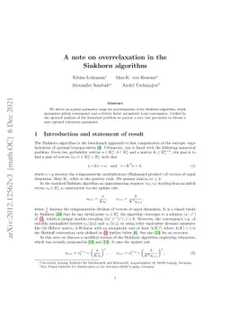 A note on overrelaxation in the Sinkhorn algorithm
