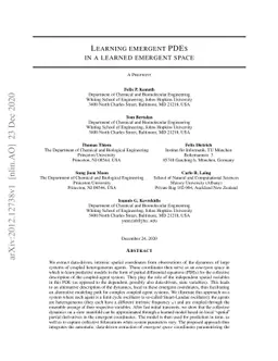 Learning emergent PDEs in a learned emergent space