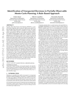 Identification of Unexpected Decisions in Partially Observable
  Monte-Carlo Planning: a Rule-Based Approach