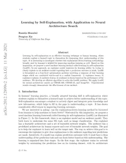Learning by Self-Explanation, with Application to Neural Architecture
  Search