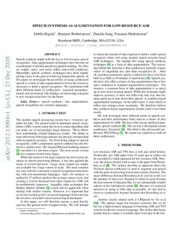 Speech Synthesis as Augmentation for Low-Resource ASR