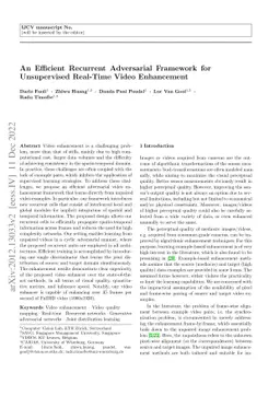 An Efficient Recurrent Adversarial Framework for Unsupervised Real-Time
  Video Enhancement
