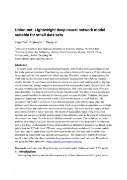 Union-net: A deep neural network model adapted to small data sets