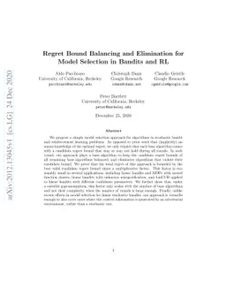 Regret Bound Balancing and Elimination for Model Selection in Bandits
  and RL