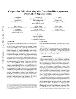 Cooperative Policy Learning with Pre-trained Heterogeneous Observation
  Representations